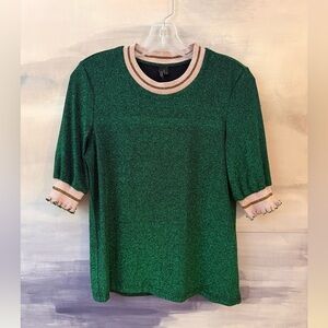 Vero Moda Green and Pink Shimmer Short Sleeve Top